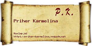 Priher Karmelina névjegykártya